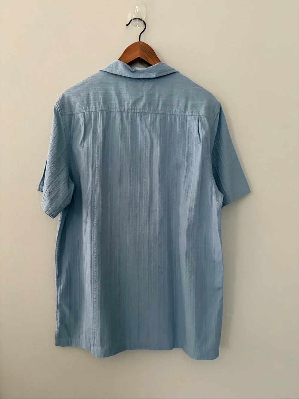 Lucky Brand Men’s Light Blue Short-Sleeve Shirt size Medium Cotton Dobby Stripe - Picture 3 of 14